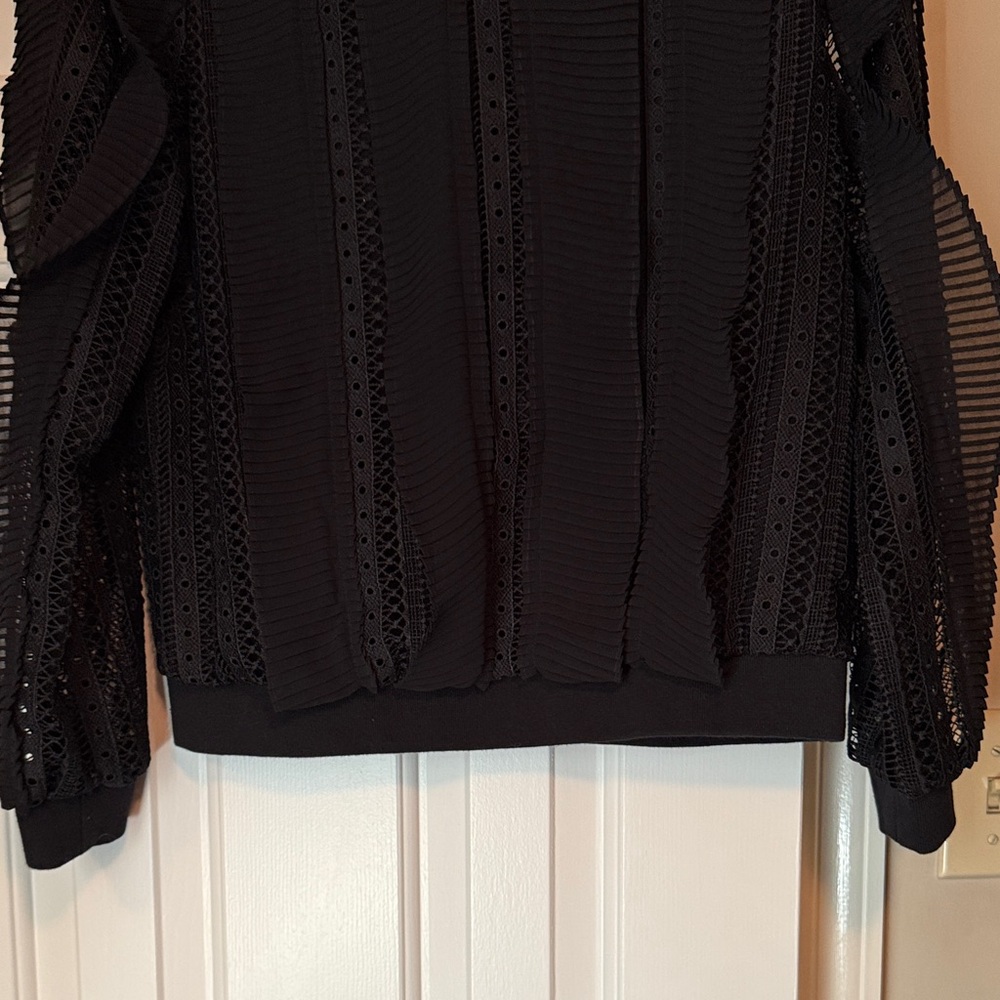 Anthropologie Black Textured Blouse - Picture 3 of 5